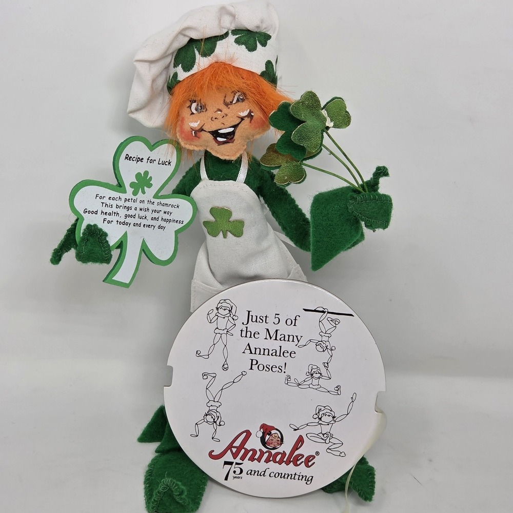Annalee Doll 2011 Cooking Up Luck Elf 8" St. Patrick's Day shamrock w/‎ Tag